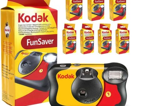 Kodak Funsaver Disposable Camera Bulk one time Single use 7-Pack 27exp 35mm Camera Bundled with Balveli Premium Microfiber Cloths – Bulk Kodak Disposable Film Camera 35mm